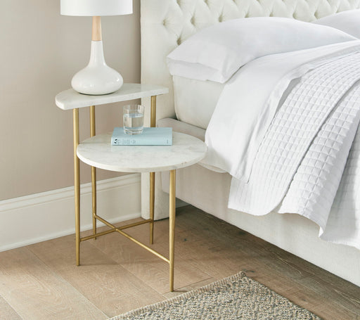 Patna - White Marble Top Side End Table - White – End Tables by Steve Silver Furniture at Furniture Wholesale Plus , Nashville furniture store