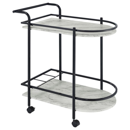 Desiree - 2-Tier Faux Marble Shelf Metal Bar Cart - Premium Bar Carts from CoasterEveryday - Just $159! Shop now at Furniture Wholesale Plus  We are the best furniture store in Nashville, Hendersonville, Goodlettsville, Madison, Antioch, Mount Juliet, Lebanon, Gallatin, Springfield, Murfreesboro, Franklin, Brentwood