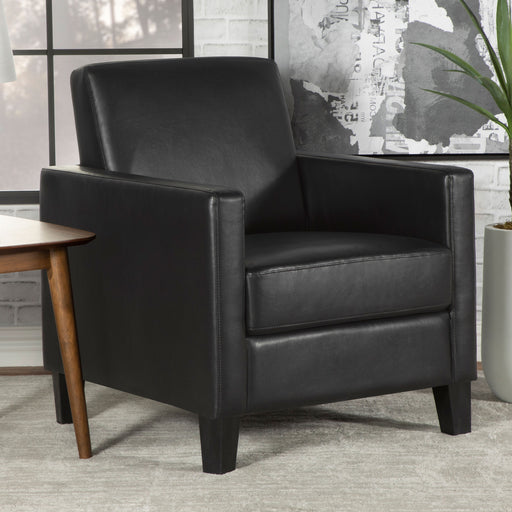 Julio Upholstered Accent Chair with Track Arms Black - Premium Accent Chair from Coaster Z2 Standard - Just $290! Shop now at Furniture Wholesale Plus  We are the best furniture store in Nashville, Hendersonville, Goodlettsville, Madison, Antioch, Mount Juliet, Lebanon, Gallatin, Springfield, Murfreesboro, Franklin, Brentwood