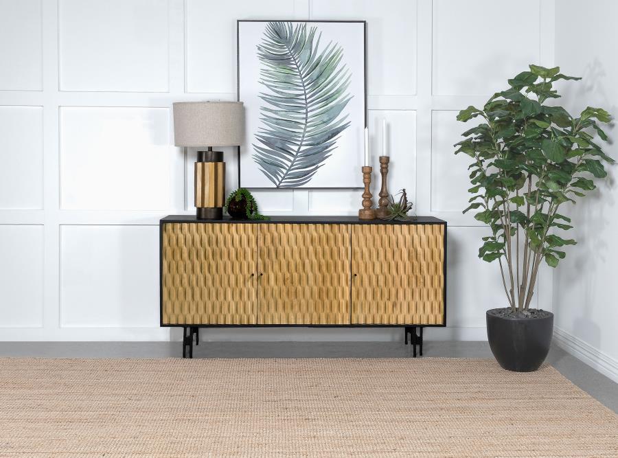 Aminah - 3 Door Wood Accent Cabinet - Natural And Black – Accent Cabinets by Coaster Fine Furniture at Furniture Wholesale Plus , Nashville furniture store