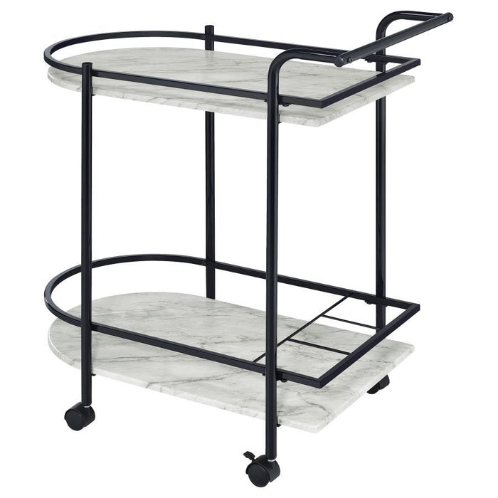Desiree - 2-Tier Faux Marble Shelf Metal Bar Cart - Premium Bar Carts from CoasterEveryday - Just $159! Shop now at Furniture Wholesale Plus  We are the best furniture store in Nashville, Hendersonville, Goodlettsville, Madison, Antioch, Mount Juliet, Lebanon, Gallatin, Springfield, Murfreesboro, Franklin, Brentwood