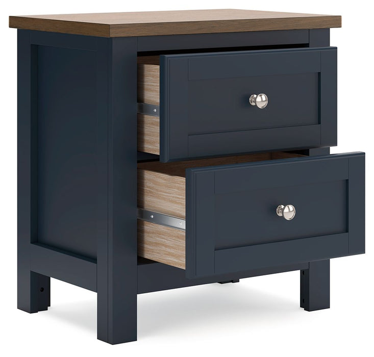 Landocken - Two Drawer Night Stand - Brown / Blue – Accent Nightstands by Signature Design by Ashley® at Furniture Wholesale Plus , Nashville furniture store