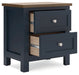 Landocken - Two Drawer Night Stand - Brown / Blue – Accent Nightstands by Signature Design by Ashley® at Furniture Wholesale Plus , Nashville furniture store