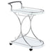 Elfman 2-shelve Serving Cart Chrome and White - Premium Bar Cart from Coaster Z2 Standard - Just $118! Shop now at Furniture Wholesale Plus  We are the best furniture store in Nashville, Hendersonville, Goodlettsville, Madison, Antioch, Mount Juliet, Lebanon, Gallatin, Springfield, Murfreesboro, Franklin, Brentwood