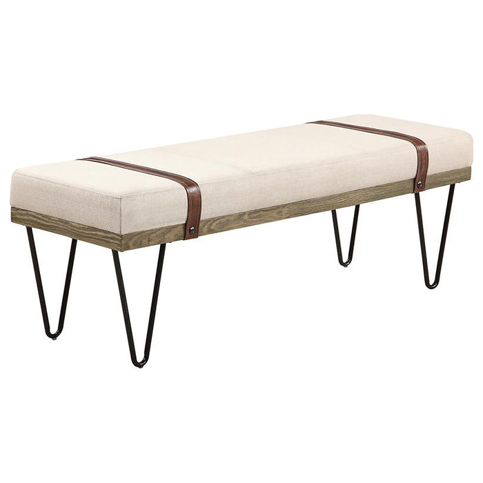 Austin Upholstered Bench Beige and Black - Premium Bench from Coaster Z2 Standard - Just $210! Shop now at Furniture Wholesale Plus  We are the best furniture store in Nashville, Hendersonville, Goodlettsville, Madison, Antioch, Mount Juliet, Lebanon, Gallatin, Springfield, Murfreesboro, Franklin, Brentwood