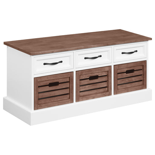 Alma 3-drawer Storage Bench Weathered Brown and White - Premium Bench from Coaster Z2 Standard - Just $250! Shop now at Furniture Wholesale Plus  We are the best furniture store in Nashville, Hendersonville, Goodlettsville, Madison, Antioch, Mount Juliet, Lebanon, Gallatin, Springfield, Murfreesboro, Franklin, Brentwood