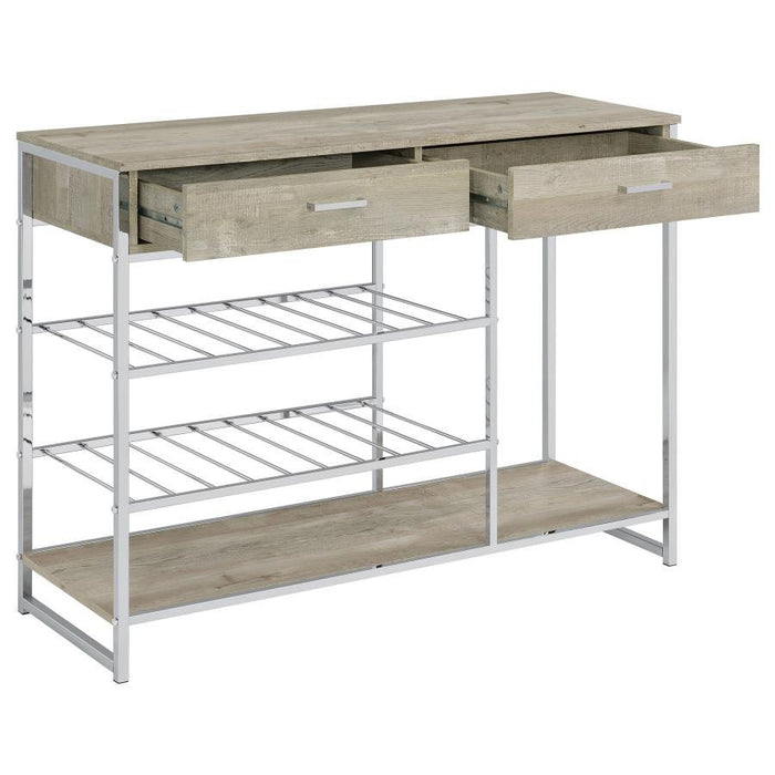 Melrose - 2-Drawer Home Bar Storage With Wine Rack Gray - Gray – Wine Cabinets by Coaster Fine Furniture at Furniture Wholesale Plus , Nashville furniture store