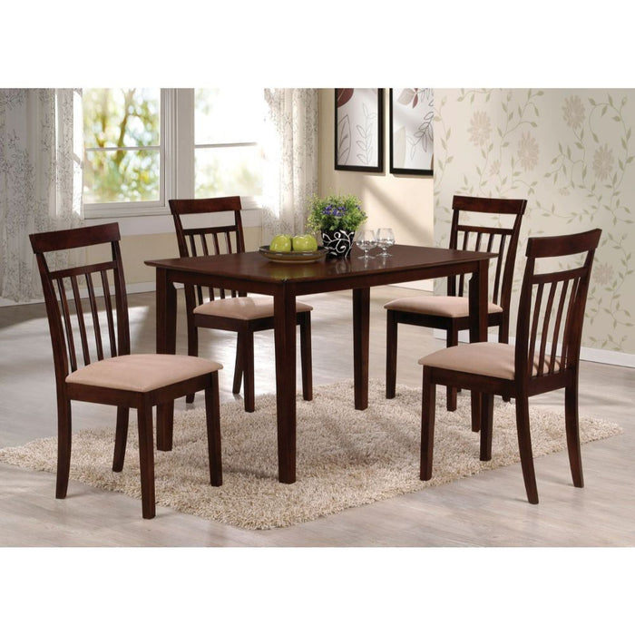 Samuel - 5 Piece Dining Set - Beige Microfiber &Espresso