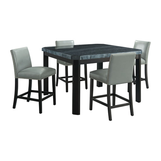 Francesca - Square 5 Piece Counter Height Dining Set, Table & Four PU Chairs - Gray / Marble – 5 Piece Dining Room Sets by Elements International at Furniture Wholesale Plus , Nashville furniture store