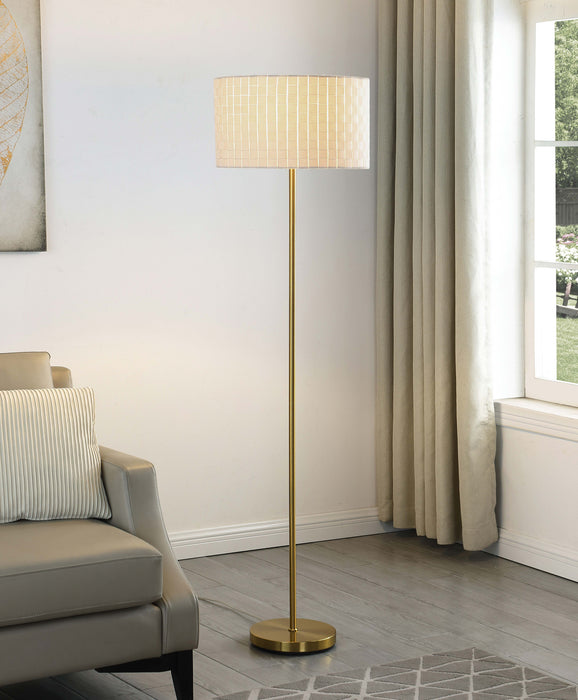 Ramiro Drum Shade Floor Lamp Gold - Premium Lamp from Coaster Z2 Standard - Just $146! Shop now at Furniture Wholesale Plus  We are the best furniture store in Nashville, Hendersonville, Goodlettsville, Madison, Antioch, Mount Juliet, Lebanon, Gallatin, Springfield, Murfreesboro, Franklin, Brentwood