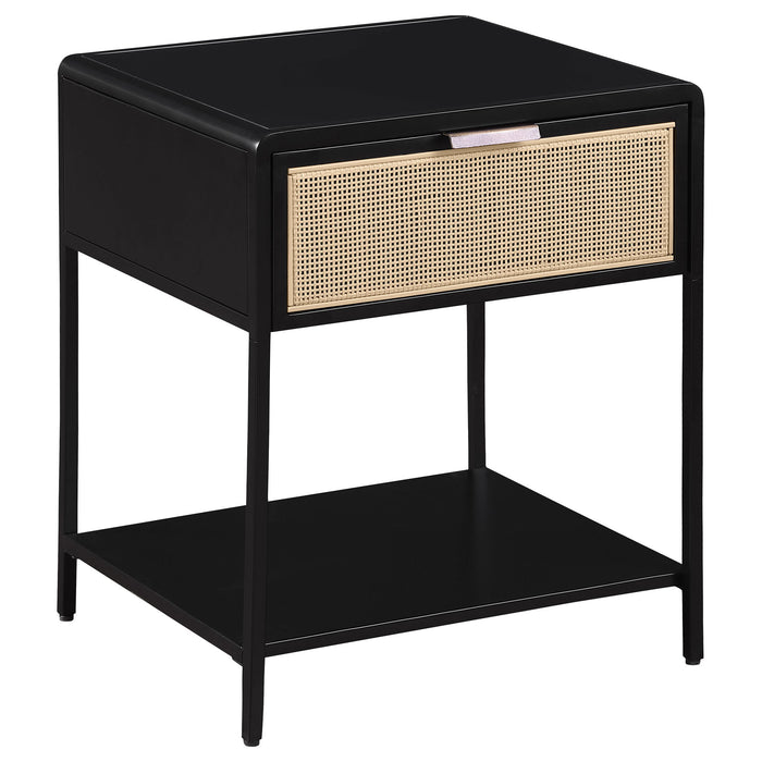 Amherst - 1-Drawer Radio Weave Rattan Metal Side Table – Side Tables by Coaster Fine Furniture at Furniture Wholesale Plus , Nashville furniture store