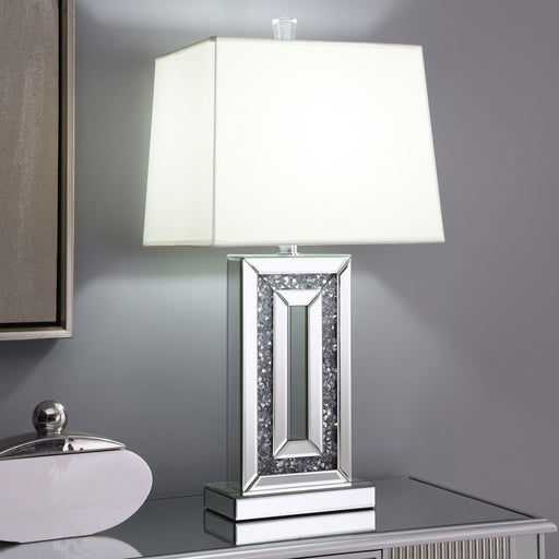 Ayelet Table Lamp with Square Shade White and Mirror - Premium Lamp from Coaster Z2 Standard - Just $170! Shop now at Furniture Wholesale Plus  We are the best furniture store in Nashville, Hendersonville, Goodlettsville, Madison, Antioch, Mount Juliet, Lebanon, Gallatin, Springfield, Murfreesboro, Franklin, Brentwood