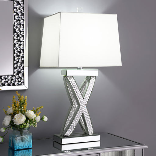 Dominick Table Lamp with Rectange Shade White and Mirror - Premium Lamp from Coaster Z2 Standard - Just $194! Shop now at Furniture Wholesale Plus  We are the best furniture store in Nashville, Hendersonville, Goodlettsville, Madison, Antioch, Mount Juliet, Lebanon, Gallatin, Springfield, Murfreesboro, Franklin, Brentwood