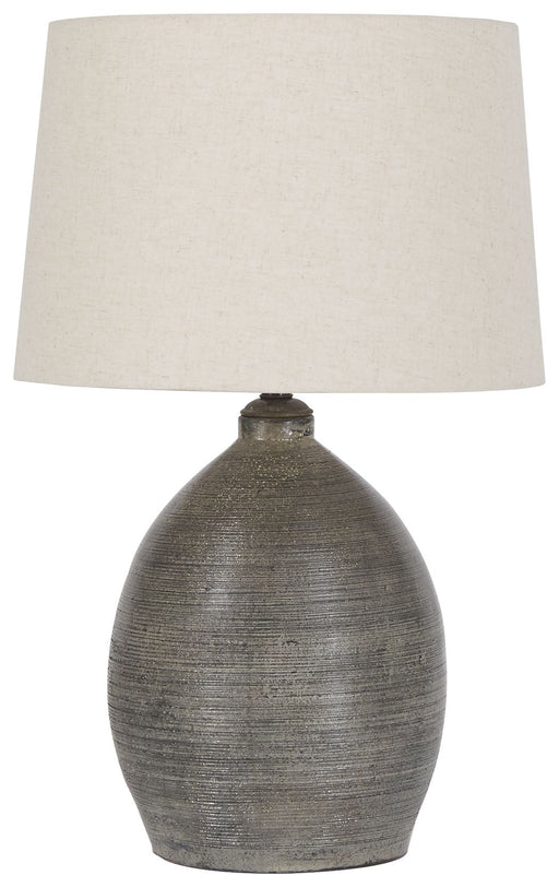 Joyelle - Gray - Terracotta Table Lamp - Premium Table Lamps from Signature Design by Ashley® - Just $168! Shop now at Furniture Wholesale Plus  We are the best furniture store in Nashville, Hendersonville, Goodlettsville, Madison, Antioch, Mount Juliet, Lebanon, Gallatin, Springfield, Murfreesboro, Franklin, Brentwood