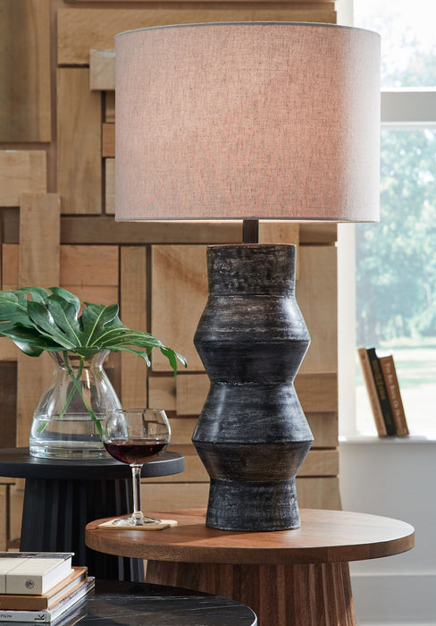 Kerbert - Terracotta Table Lamp - Distressed Black – Table Lamps by Signature Design by Ashley® at Furniture Wholesale Plus , Nashville furniture store