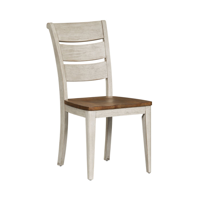 Farmhouse Reimagined - Ladder Back Side Chair - Antique White / Chestnut Tops – Side Chairs by Liberty Furniture at Furniture Wholesale Plus , Nashville furniture store