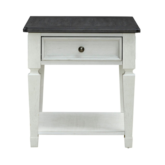 Allyson Park - Drawer End Table - Wirebrushed White / Charcoal – End Tables by Liberty Furniture at Furniture Wholesale Plus , Nashville furniture store