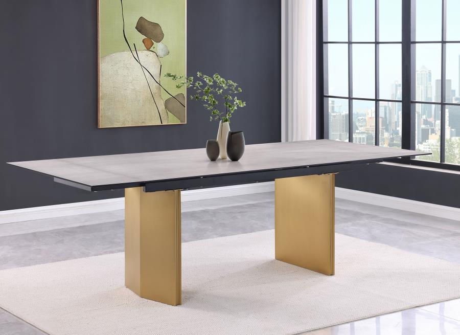 Vesa - Glass Top Extension Dining Table - Beige - Premium Dining Tables with Extensions from Coaster Fine Furniture - Just $1639! Shop now at Furniture Wholesale Plus  We are the best furniture store in Nashville, Hendersonville, Goodlettsville, Madison, Antioch, Mount Juliet, Lebanon, Gallatin, Springfield, Murfreesboro, Franklin, Brentwood
