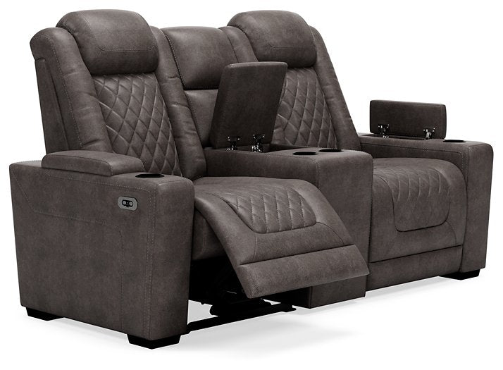 HyllMont Power Reclining Loveseat with Console - Premium Loveseat from Ashley Furniture - Just $1296.75! Shop now at Furniture Wholesale Plus  We are the best furniture store in Nashville, Hendersonville, Goodlettsville, Madison, Antioch, Mount Juliet, Lebanon, Gallatin, Springfield, Murfreesboro, Franklin, Brentwood