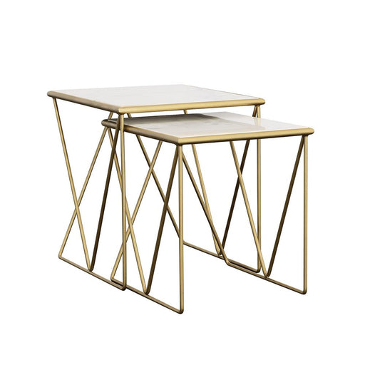 Bette 2-piece Nesting Table Set White and Gold - Premium Table Set from Coaster Z2 Standard - Just $258! Shop now at Furniture Wholesale Plus  We are the best furniture store in Nashville, Hendersonville, Goodlettsville, Madison, Antioch, Mount Juliet, Lebanon, Gallatin, Springfield, Murfreesboro, Franklin, Brentwood