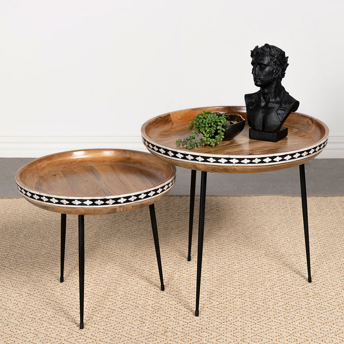 Ollie 2-piece Round Nesting Table Natural and Black - Premium Table Set from Coaster Z2 Standard - Just $310! Shop now at Furniture Wholesale Plus  We are the best furniture store in Nashville, Hendersonville, Goodlettsville, Madison, Antioch, Mount Juliet, Lebanon, Gallatin, Springfield, Murfreesboro, Franklin, Brentwood