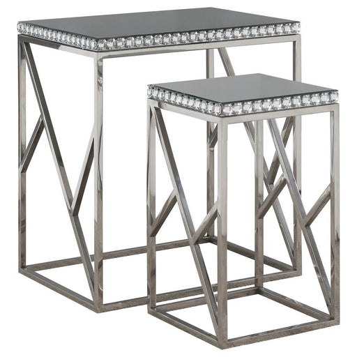 Betsy 2-piece Mirror Top Nesting Tables Silver - Premium Table Set from Coaster Z2 Standard - Just $430! Shop now at Furniture Wholesale Plus  We are the best furniture store in Nashville, Hendersonville, Goodlettsville, Madison, Antioch, Mount Juliet, Lebanon, Gallatin, Springfield, Murfreesboro, Franklin, Brentwood