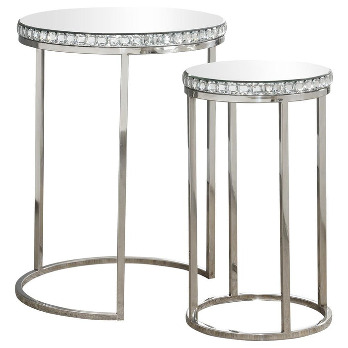 Addison 2-piece Round Nesting Table Silver - Premium Table Set from Coaster Z2 Standard - Just $358! Shop now at Furniture Wholesale Plus  We are the best furniture store in Nashville, Hendersonville, Goodlettsville, Madison, Antioch, Mount Juliet, Lebanon, Gallatin, Springfield, Murfreesboro, Franklin, Brentwood