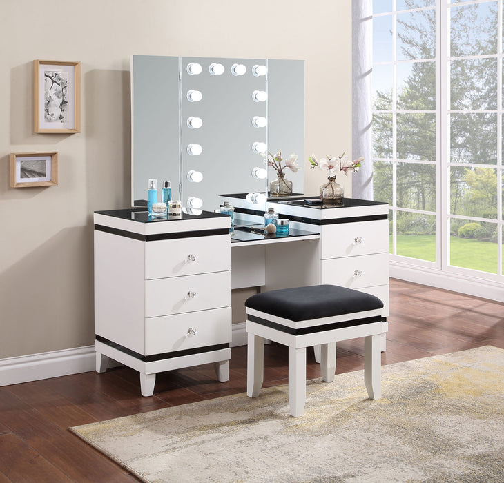 Talei 6-drawer Vanity Set with Hollywood Lighting Black and White - Premium Vanity Set from Coaster Z2 Standard - Just $1030! Shop now at Furniture Wholesale Plus  We are the best furniture store in Nashville, Hendersonville, Goodlettsville, Madison, Antioch, Mount Juliet, Lebanon, Gallatin, Springfield, Murfreesboro, Franklin, Brentwood