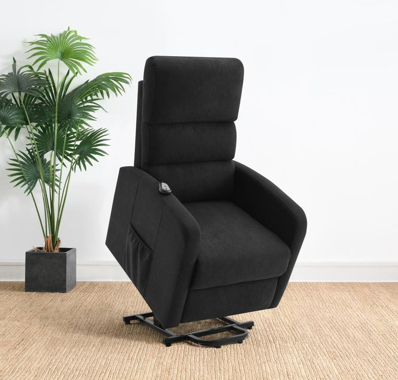 Amsdell - Upholstered Power Lift Recliner With Remote - Black – Lift Chairs by Coaster Fine Furniture at Furniture Wholesale Plus , Nashville furniture store