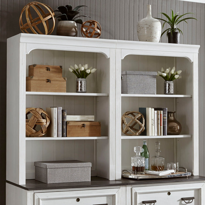 Allyson Park - Bunching Lateral File Hutch - Wirebrushed White / Charcoal – Hutches by Liberty Furniture at Furniture Wholesale Plus , Nashville furniture store