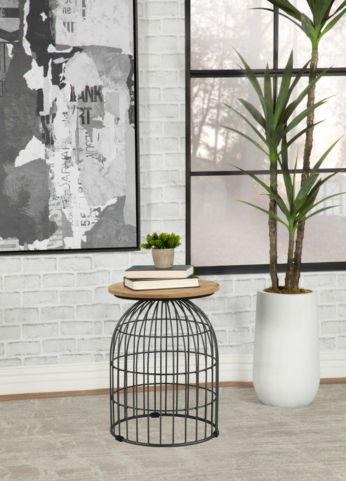 Bernardo Round Accent Table with Bird Cage Base Natural and Gunmetal - Premium End Table from Coaster Z2 Standard - Just $238! Shop now at Furniture Wholesale Plus  We are the best furniture store in Nashville, Hendersonville, Goodlettsville, Madison, Antioch, Mount Juliet, Lebanon, Gallatin, Springfield, Murfreesboro, Franklin, Brentwood