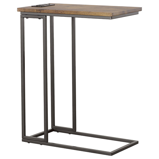 Rudy Snack Table with Power Outlet Gunmetal and Antique Brown - Premium End Table from Coaster Z2 Standard - Just $62! Shop now at Furniture Wholesale Plus  We are the best furniture store in Nashville, Hendersonville, Goodlettsville, Madison, Antioch, Mount Juliet, Lebanon, Gallatin, Springfield, Murfreesboro, Franklin, Brentwood