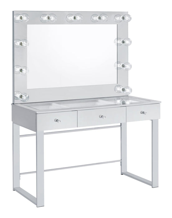 Umbridge 3-drawer Vanity with Lighting Chrome and White - Premium Vanity Set from Coaster Z2 Standard - Just $738! Shop now at Furniture Wholesale Plus  We are the best furniture store in Nashville, Hendersonville, Goodlettsville, Madison, Antioch, Mount Juliet, Lebanon, Gallatin, Springfield, Murfreesboro, Franklin, Brentwood