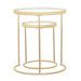 Maylin 2-piece Round Glass Top Nesting Tables Gold - Premium Table Set from Coaster Z2 Standard - Just $134! Shop now at Furniture Wholesale Plus  We are the best furniture store in Nashville, Hendersonville, Goodlettsville, Madison, Antioch, Mount Juliet, Lebanon, Gallatin, Springfield, Murfreesboro, Franklin, Brentwood