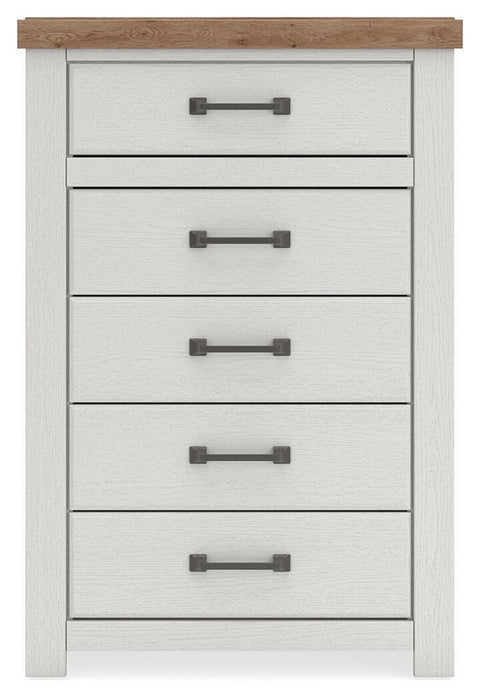 Savonport - Five Drawer Chest - White / Brown – Accent Chests by Benchcraft® at Furniture Wholesale Plus , Nashville furniture store