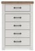 Savonport - Five Drawer Chest - White / Brown – Accent Chests by Benchcraft® at Furniture Wholesale Plus , Nashville furniture store