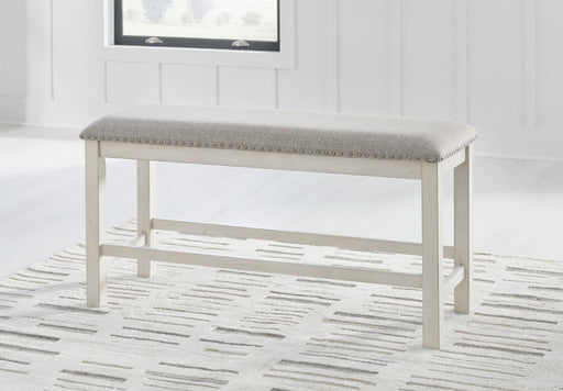 Robbinsdale - Dbl Counter Height Upholstered Dining Bench - Antique White – Counter Benches by Signature Design by Ashley® at Furniture Wholesale Plus , Nashville furniture store