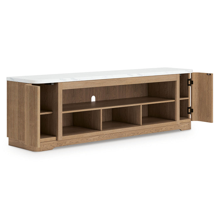 Camdill - XL TV Stand With Fireplace Option - Light Brown – TV Stands by Signature Design by Ashley® at Furniture Wholesale Plus , Nashville furniture store
