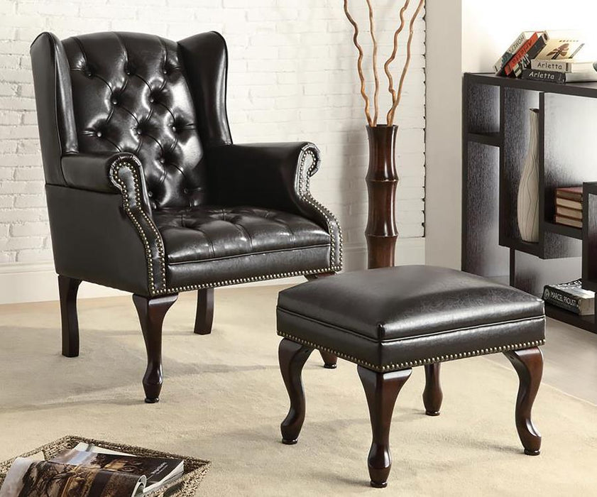 Roberts - Upholstered Wingback Chair And Ottoman Set - Black - Premium Stationary Chair & Ottoman from CoasterElevations - Just $519! Shop now at Furniture Wholesale Plus  We are the best furniture store in Nashville, Hendersonville, Goodlettsville, Madison, Antioch, Mount Juliet, Lebanon, Gallatin, Springfield, Murfreesboro, Franklin, Brentwood