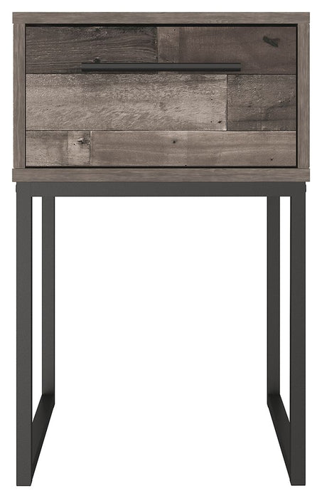 Neilsville - One Drawer Night Stand - Black / Gray – Accent Nightstands by Signature Design by Ashley® at Furniture Wholesale Plus , Nashville furniture store