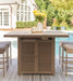 Walton Bridge - 5 Pc. - Square Bar Table W/Fire Pit, 4 Barstools - Driftwood – 5 Piece Outdoor Sets by Signature Design by Ashley® at Furniture Wholesale Plus , Nashville furniture store