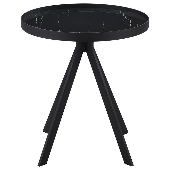Briggs - Round Marble Printed Glass Top End Side Table – End Tables by Coaster Fine Furniture at Furniture Wholesale Plus , Nashville furniture store