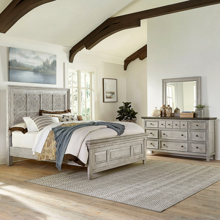 Heartland - Farmhouse - Panel Bed, Dresser & Mirror Set – 3 Piece Bedroom Sets by Liberty Furniture at Furniture Wholesale Plus , Nashville furniture store