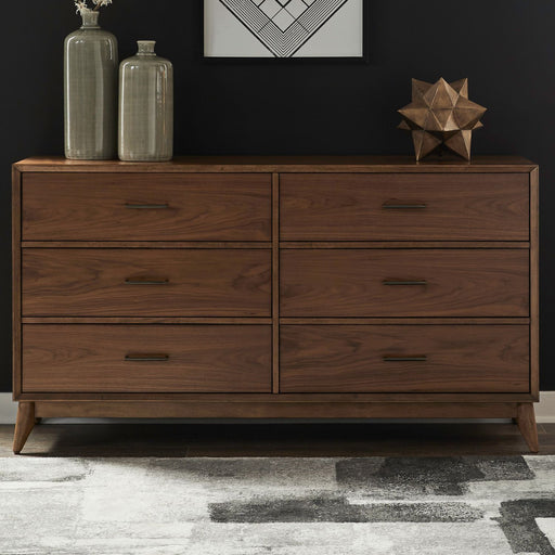 Century Modern - 6 Drawer Dresser - Walnut – Dressers by Liberty Furniture at Furniture Wholesale Plus , Nashville furniture store