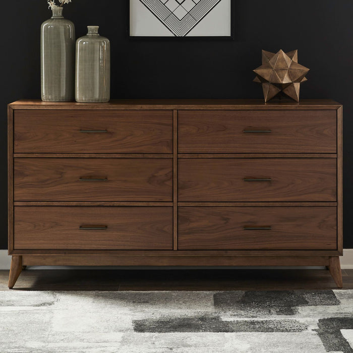 Century Modern - 6 Drawer Dresser - Walnut – Dressers by Liberty Furniture at Furniture Wholesale Plus , Nashville furniture store