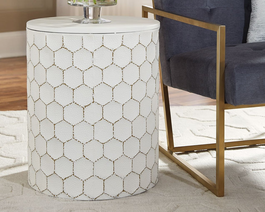 Polly - Stool - White – End Tables by Signature Design by Ashley® at Furniture Wholesale Plus , Nashville furniture store