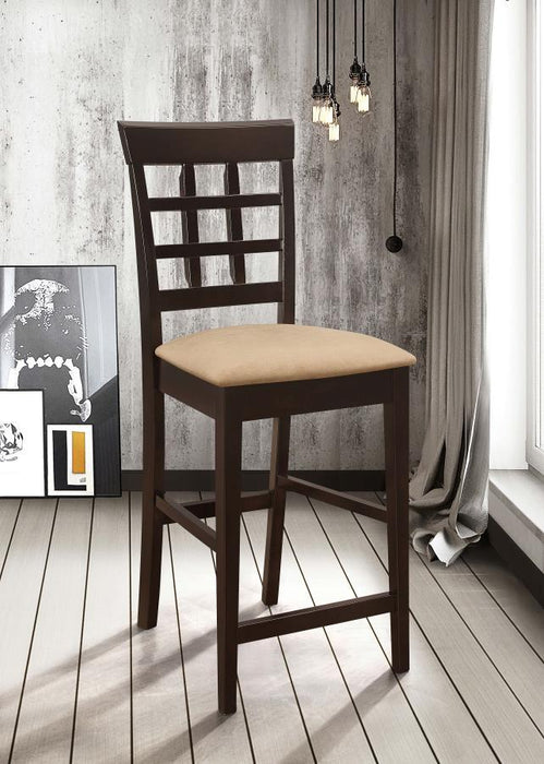 Gabriel - Lattice Back Counter Chair (Set of 2) - Cappuccino - Premium Stool Sets from CoasterEveryday - Just $239! Shop now at Furniture Wholesale Plus  We are the best furniture store in Nashville, Hendersonville, Goodlettsville, Madison, Antioch, Mount Juliet, Lebanon, Gallatin, Springfield, Murfreesboro, Franklin, Brentwood
