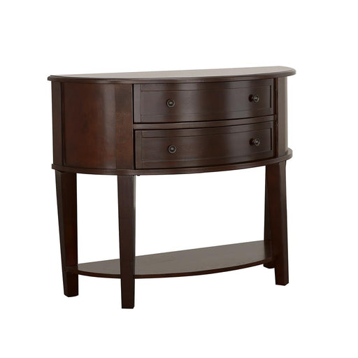 Diane 2-drawer Demilune Shape Console Table Cappuccino - Premium Console Table from Coaster Z2 Standard - Just $350! Shop now at Furniture Wholesale Plus  We are the best furniture store in Nashville, Hendersonville, Goodlettsville, Madison, Antioch, Mount Juliet, Lebanon, Gallatin, Springfield, Murfreesboro, Franklin, Brentwood