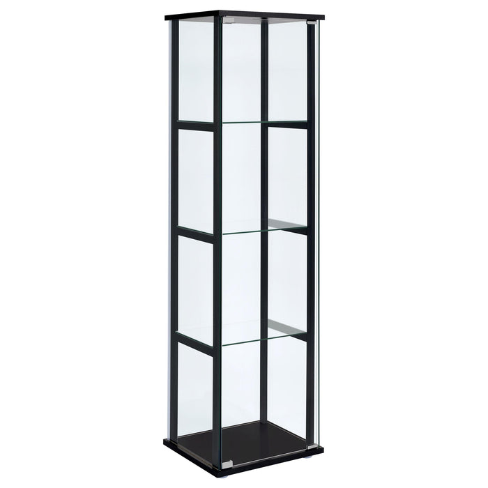 Cyclamen 4-shelf Glass Curio Cabinet Black and Clear - Premium Curio from Coaster Z2 Standard - Just $210! Shop now at Furniture Wholesale Plus  We are the best furniture store in Nashville, Hendersonville, Goodlettsville, Madison, Antioch, Mount Juliet, Lebanon, Gallatin, Springfield, Murfreesboro, Franklin, Brentwood