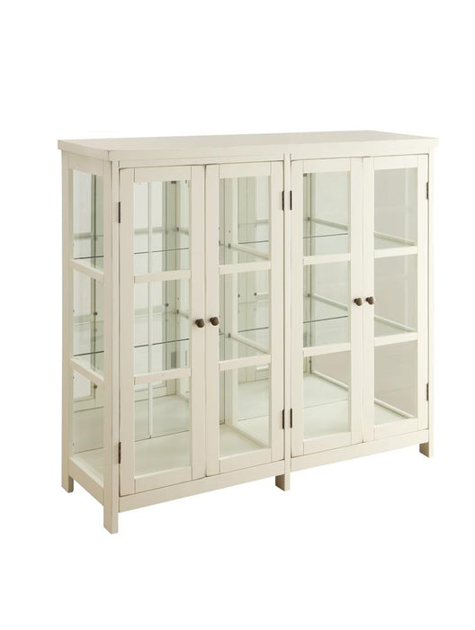 Sable 4-door Display Accent Cabinet White - Premium Accent Cabinet from Coaster Z2 Standard - Just $538! Shop now at Furniture Wholesale Plus  We are the best furniture store in Nashville, Hendersonville, Goodlettsville, Madison, Antioch, Mount Juliet, Lebanon, Gallatin, Springfield, Murfreesboro, Franklin, Brentwood